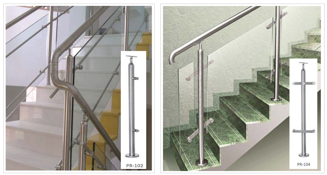 SS Glass Step Stair Glass Frame Modullar Railing